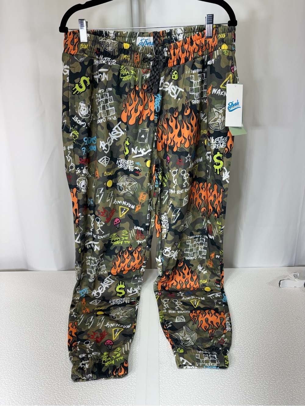 Graphic Camo Joggers in Olive & Orange by Fresh 3479